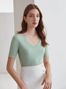 MOTF PREMIUM 100% SILK KNIT TOP - Mint Green - View 9