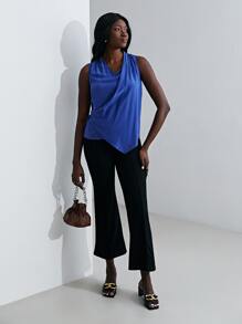 MOTF PREMIUM 100% SILK WRAP TOP - Blue - View 5