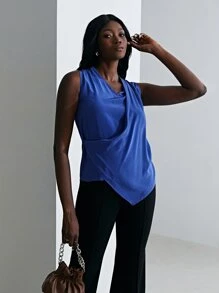 MOTF PREMIUM 100% SILK WRAP TOP - Blue - View 10
