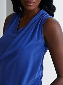 MOTF PREMIUM 100% SILK WRAP TOP - Blue - View 11