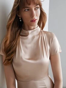 MOTF PREMIUM Robe 100% en soie drapé