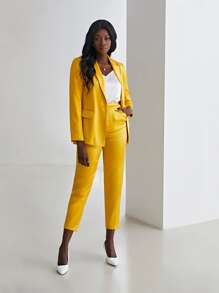 MOTF PREMIUM SILK BLEND SINGLE BREASTED BLAZER - Yellow - View 7