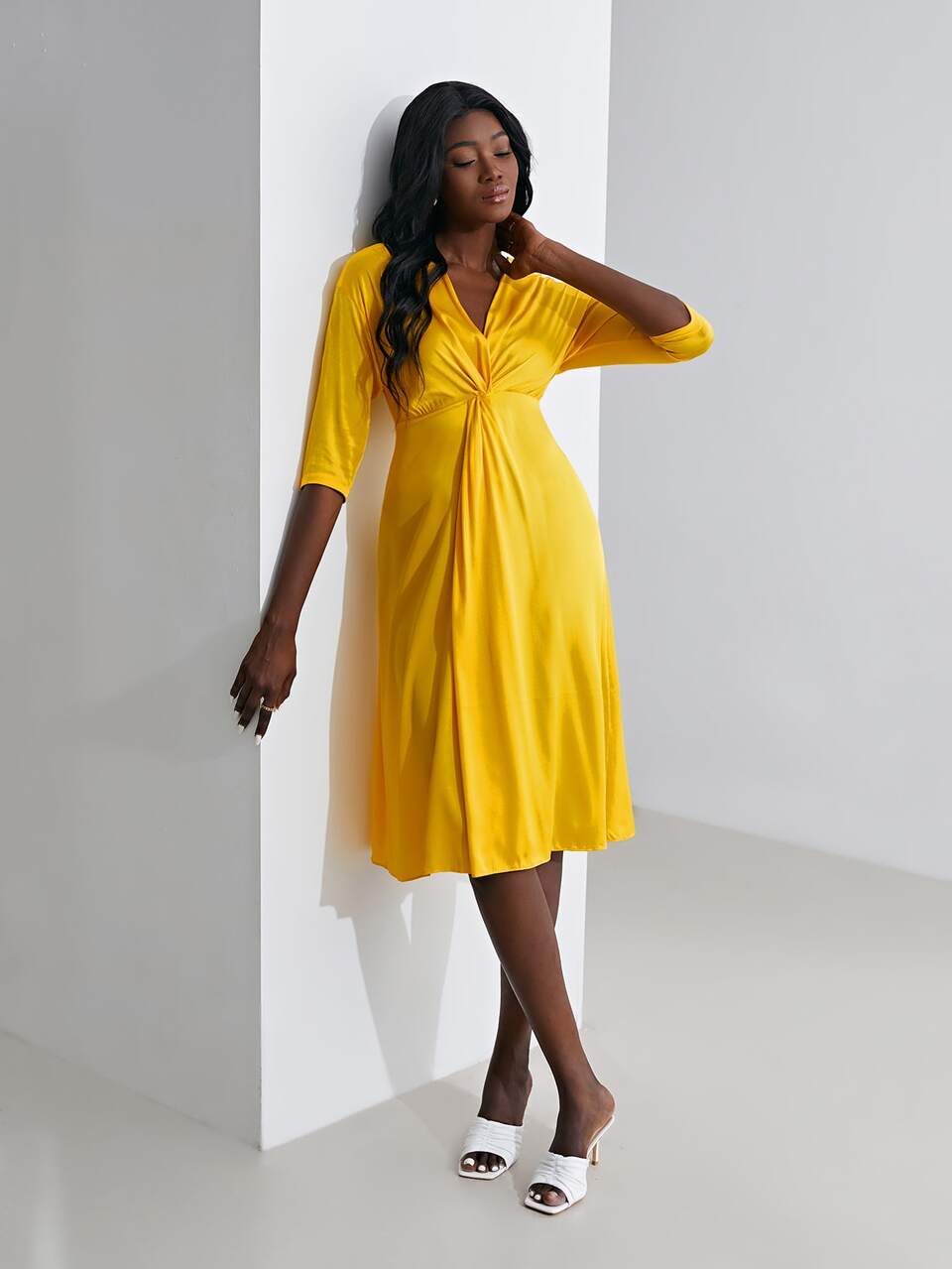 SILK TWIST MIDI DRESS