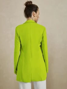 UNIQUE21 Single Button Split Back Blazer - Lime Green - View 2