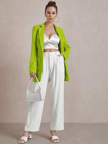 UNIQUE21 Single Button Split Back Blazer - Lime Green - View 3