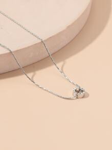 Circle Charm Necklace - Silver - View 2