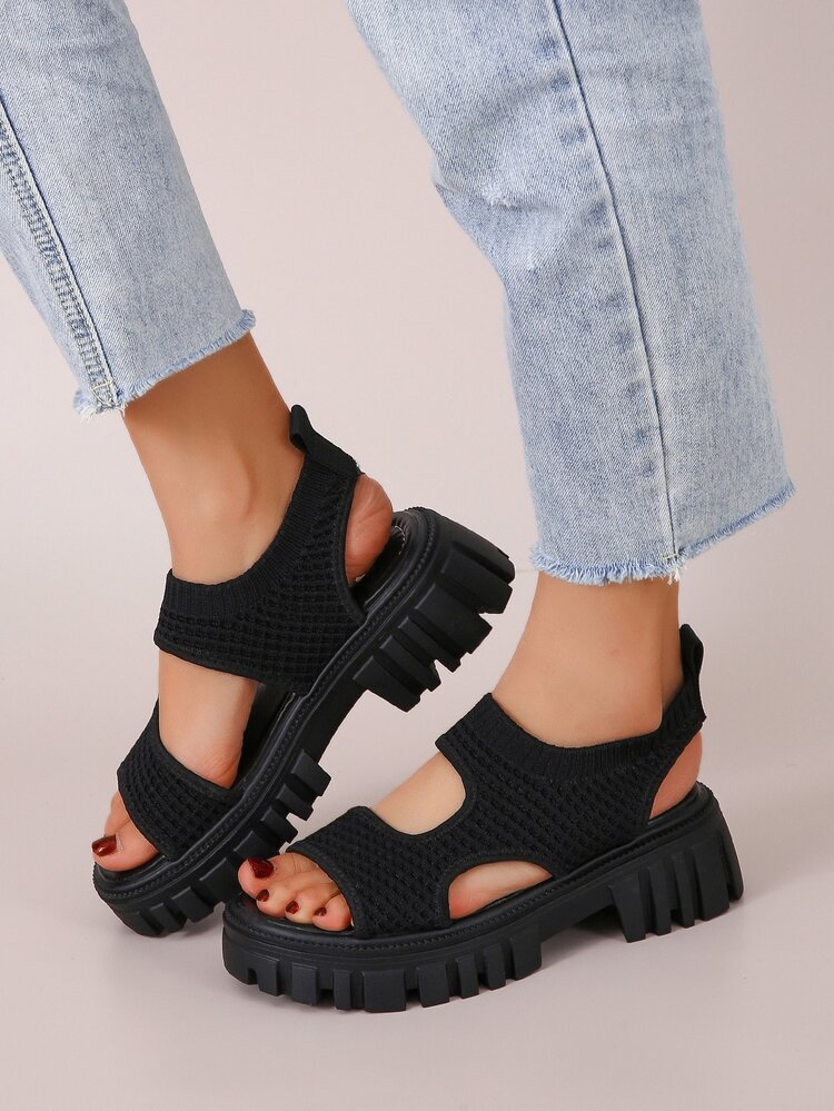 Minimalist Slingback Sport Sandals - Black - View 1