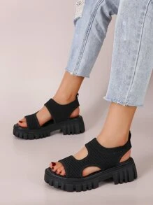 Minimalist Slingback Sport Sandals - Black - View 3