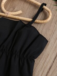 SHEIN Cô Gái Trẻ Áo Peplum Cami & Cắt Thô Quần short Denim - Nhiều màu - Xem 6