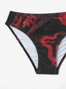 SHEIN Teen Girls Dragon Print Bikini Set Summer Beach - Black - View 4