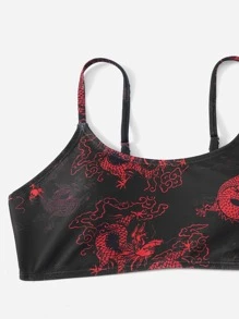 SHEIN Teen Girls Dragon Print Bikini Set Summer Beach - Black - View 5