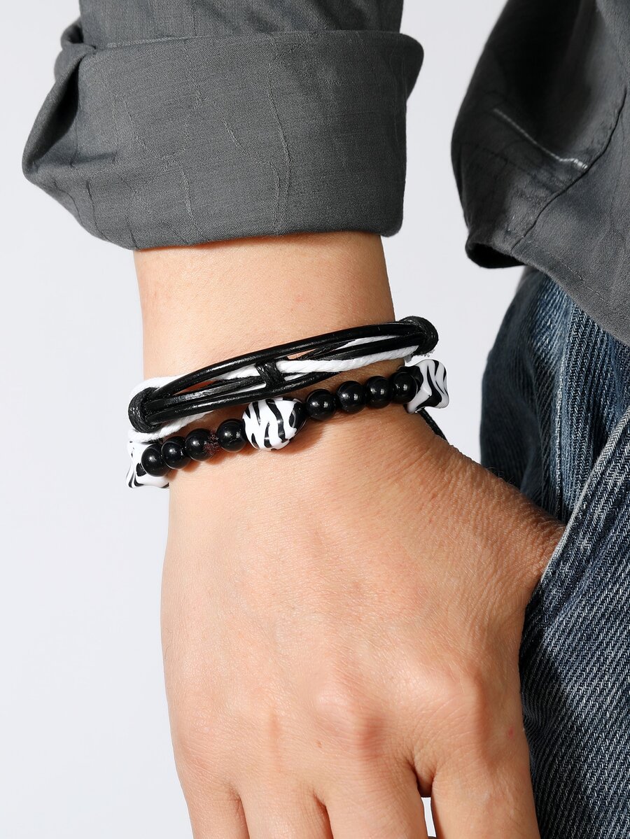 2pcs Men Beaded Bracelet