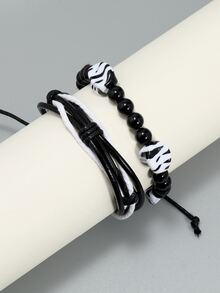 2pcs Men Beaded Bracelet