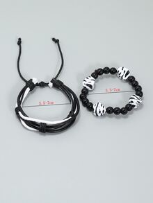2pcs Men Beaded Bracelet