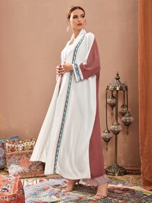 Al Najma Abaya à broderie ceinturé - Multicolore - Voir 1