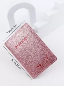 Metallic Letter Graphic Passport Case Passport Holder Passport Wallet School Supplies School Stuff For School For Student Vacation Accessories For Holiday Season Travel Stuff Travel Organiser Travel Items Travel Wallet Passport Holder Passport Wallet Beach Vacation Bag Summer Christmas Vacation - Pink - View 4