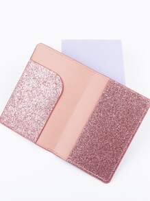Metallic Letter Graphic Passport Case Passport Holder Passport Wallet School Supplies School Stuff For School For Student Vacation Accessories For Holiday Season Travel Stuff Travel Organiser Travel Items Travel Wallet Passport Holder Passport Wallet Beach Vacation Bag Summer Christmas Vacation - Pink - View 5