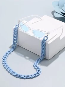 女士猫眼时尚眼镜 + 时尚眼镜链 女士海滩配饰 眼镜遮光罩 - 無色 - 查看 2