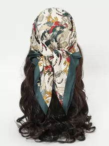 樹葉印花方巾 - 彩色 - 查看 1