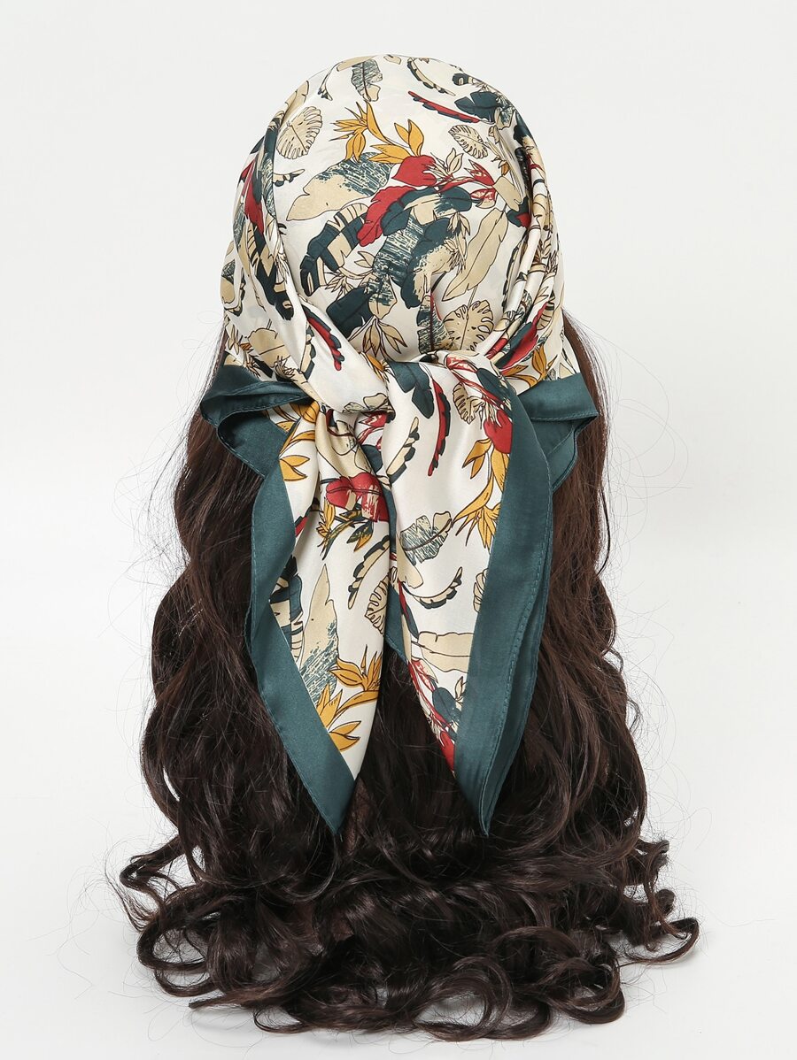 樹葉印花方巾 - 彩色 - 查看 1