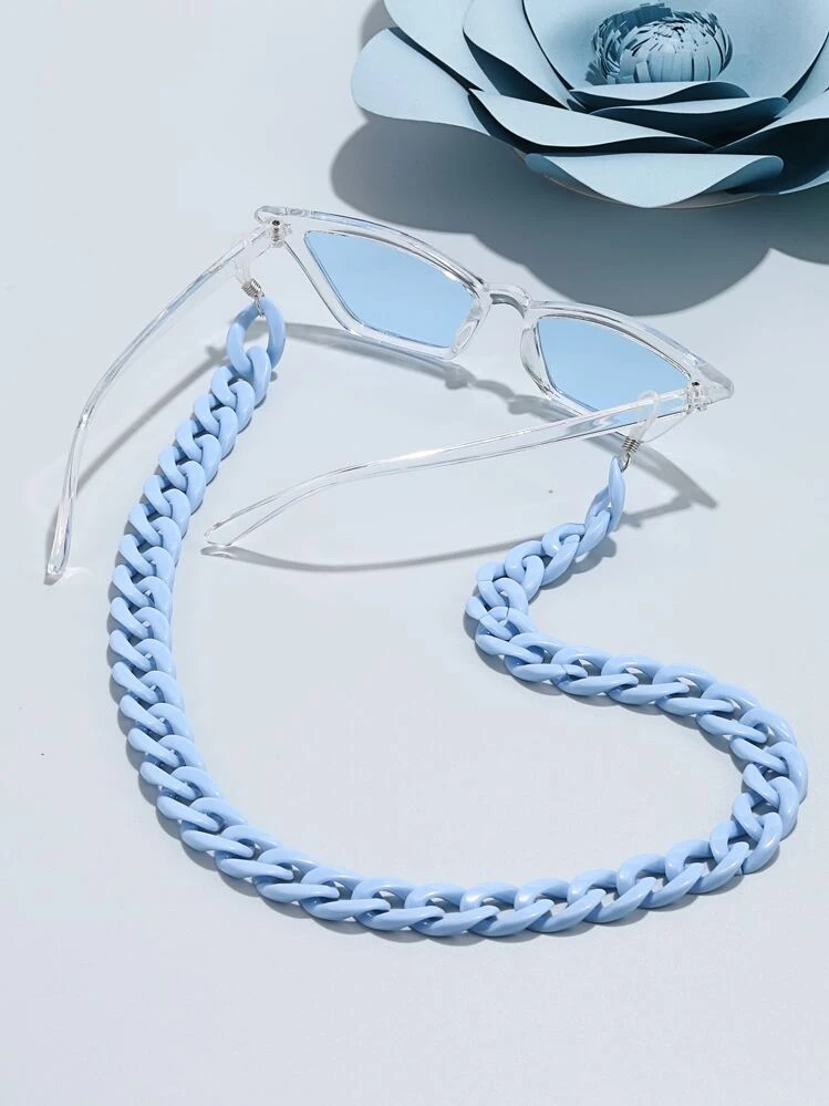 משקפי אופנת עין חתול לנשים + שרשרת משקפיים אופנה אביזרי חוף לנשים גווני משקפיים - שקוף - ראה 5