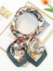 樹葉印花方巾 - 彩色 - 查看 4