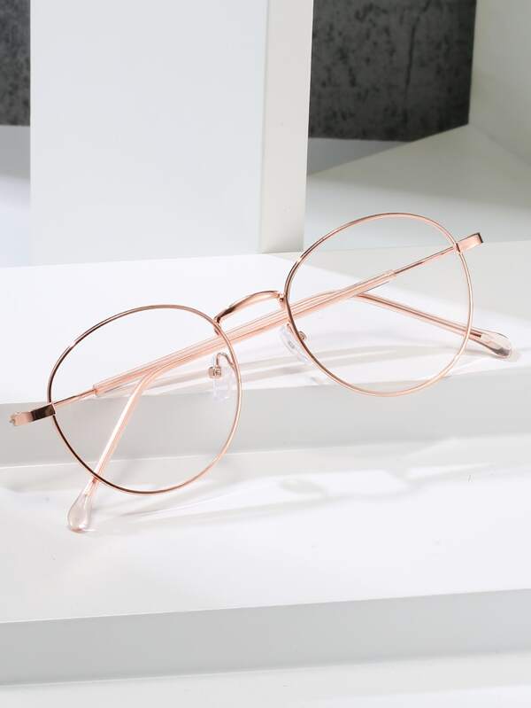 Unisex Round Metal Frame Glasses For Computer Reading/Gaming/TV/Mobile, Reduce Eye Fatigue, Light, Fashion Eyeglasses, Plain Lens Eyeglass Frame