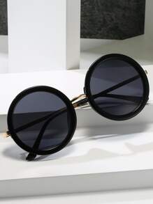 Óculos de sol de armação redonda - Preto - Visão 2