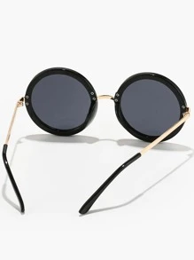 Óculos de sol de armação redonda - Preto - Visão 4