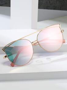 Óculos De Moda Com Armação De Metal - Dourado - Visão 1