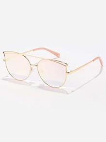 Óculos De Moda Com Armação De Metal - Dourado - Visão 2