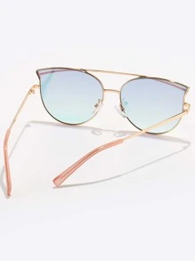 Óculos De Moda Com Armação De Metal - Dourado - Visão 3