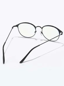 Round Metal Frame Light Glasses, Classic Fashion Unisex Optical Glasses, Suitable For TV Watching And Daily Wear - Black - View 4