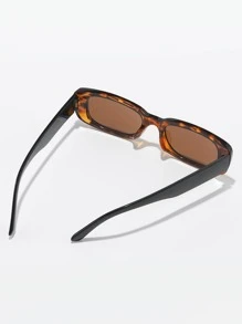 1pc Vintage Rectangle Small Frame Tinted Lens Fashion Glasses - Brown - View 3