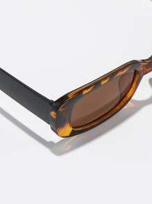 1pc Vintage Rectangle Small Frame Tinted Lens Fashion Glasses - Brown - View 5