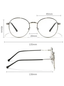 Anti-Fatigue/ Round Metal Eyeglasses Frame For Computer, Gaming, TV, Mobile Phone, Fashion Non-Prescription Glasses - Silver - View 3