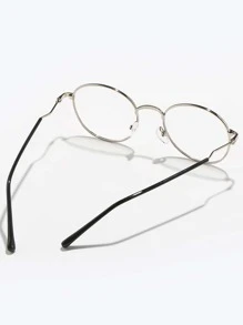 Anti-Fatigue/ Round Metal Eyeglasses Frame For Computer, Gaming, TV, Mobile Phone, Fashion Non-Prescription Glasses - Silver - View 5