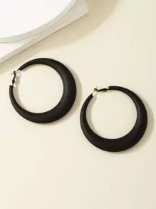 1 Pair Women's Best Selling Hollow Charm Oversized Printed Enamel Earrings, Daily Wear - Black - View 3