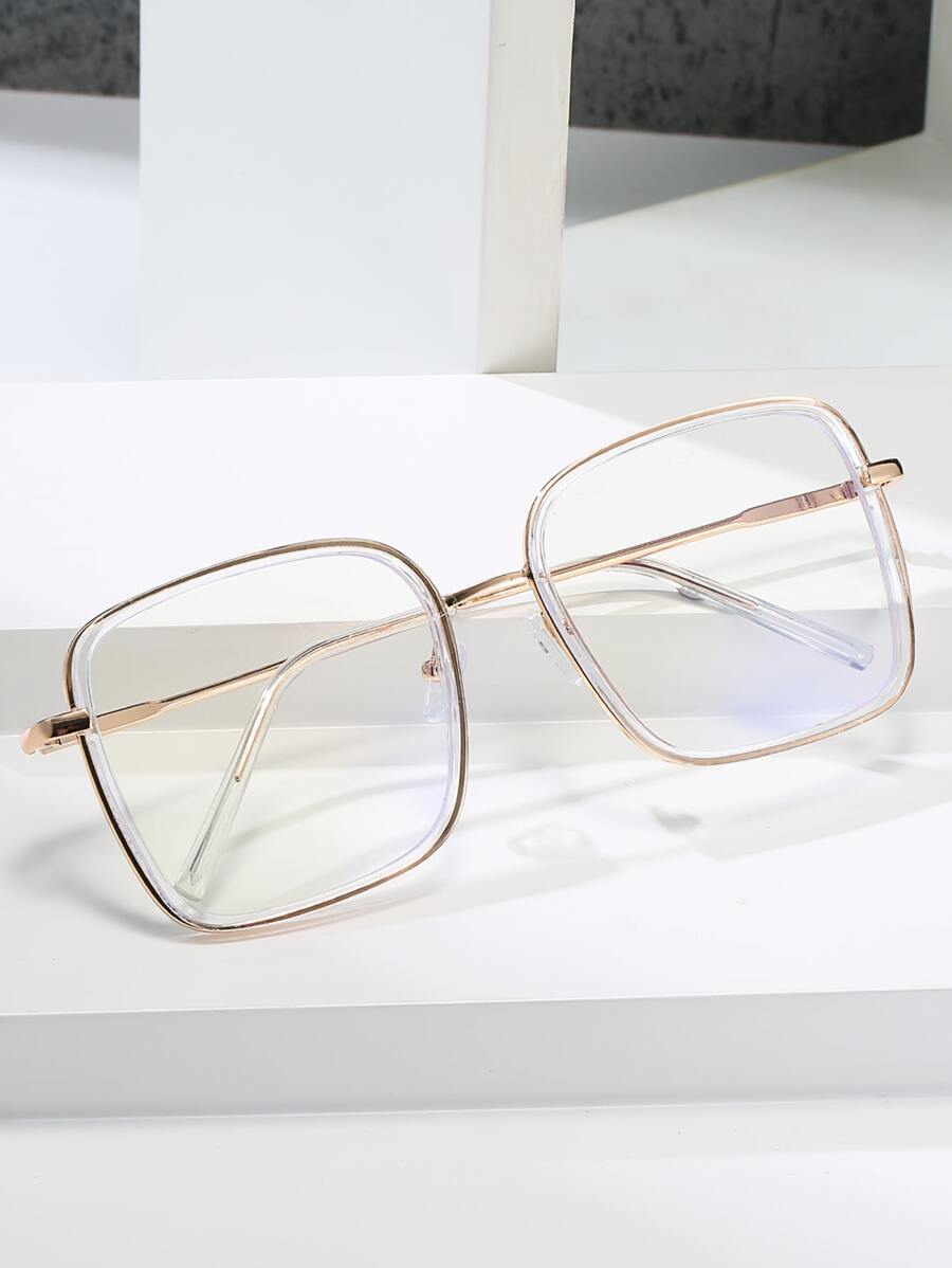 Metal Frame Eyeglasses Clear Glasses Accessories - Gold - View 1