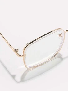 Metal Frame Eyeglasses Clear Glasses Accessories - Gold - View 4