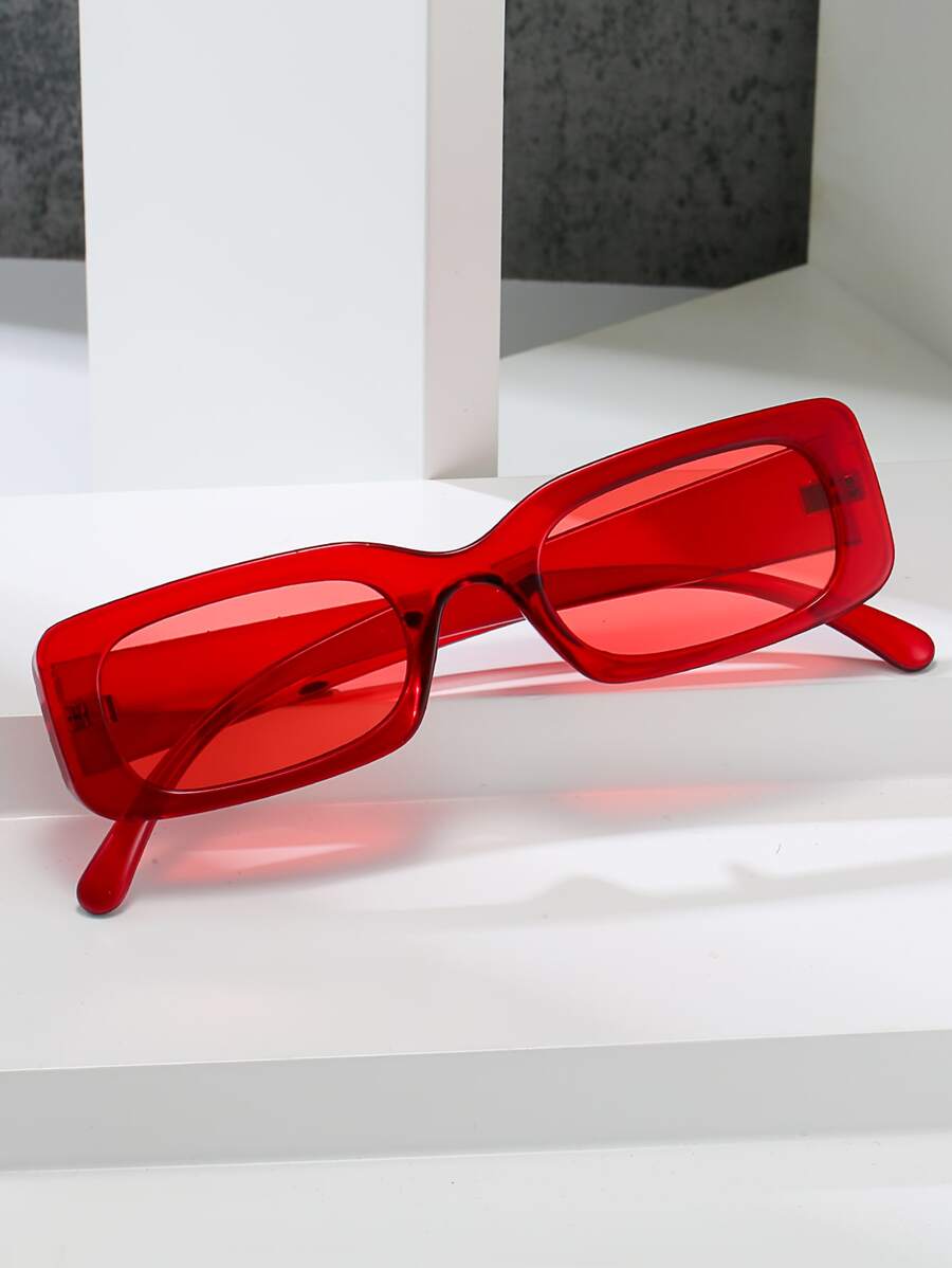 Square Frame Fashion Glasses Cute Sunglasses Beach Sun Glasses,School Halloween Beach Accessories For Women Sun Glasses Sunglasses Shades Basics And Suit For Sweater Jeans Sweatpants Hoodie Jackets Dress And Long Sleeve Shirt For Summer Beach Vacation,Outdoor,Travel - Red - View 1