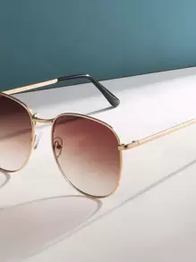 Gafas de moda de metal retro oversize, estilo clásico de aviador piloto, adecuadas para uso al aire libre, playa, casual, verano, vacaciones de verano, al aire libre, viajes - Dorado - Ver 3