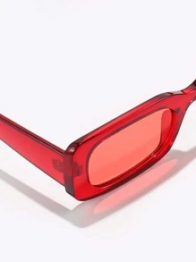 Square Frame Fashion Glasses Cute Sunglasses Beach Sun Glasses,School Halloween Beach Accessories For Women Sun Glasses Sunglasses Shades Basics And Suit For Sweater Jeans Sweatpants Hoodie Jackets Dress And Long Sleeve Shirt For Summer Beach Vacation,Outdoor,Travel - Red - View 4