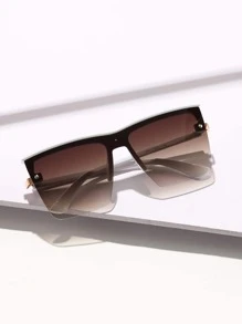 One-Piece Lens Ultra-Large Frame Shield-Shaped Y2K Plastic Fashion Glasses, Women, Classic Outdoors Travel Beach Vacation Casual Decor Daily Wear, Summer Fashion Glasses, Unisex For Summer Beach Vacation,Outdoor,Travel - White - View 3