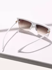 One-Piece Lens Ultra-Large Frame Shield-Shaped Y2K Plastic Fashion Glasses, Women, Classic Outdoors Travel Beach Vacation Casual Decor Daily Wear, Summer Fashion Glasses, Unisex For Summer Beach Vacation,Outdoor,Travel - White - View 5