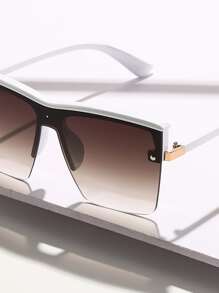 One-Piece Lens Ultra-Large Frame Shield-Shaped Y2K Plastic Fashion Glasses, Women, Classic Outdoors Travel Beach Vacation Casual Decor Daily Wear, Summer Fashion Glasses, Unisex For Summer Beach Vacation,Outdoor,Travel - White - View 6