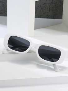 1pair Square Frame Fashion Glasses For Summer Beach Vacation,Outdoor,Travel - Grey - View 1