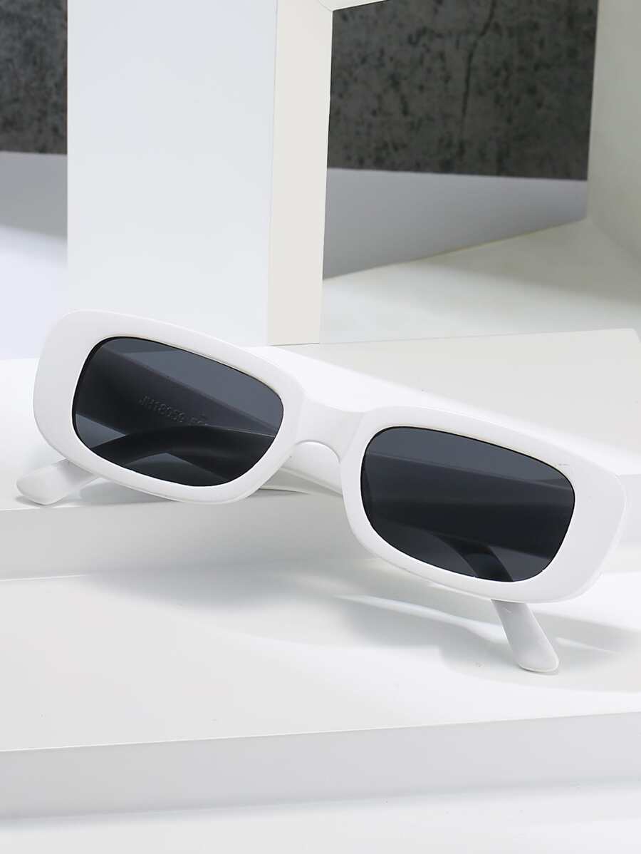 1pair Square Frame Fashion Glasses For Summer Beach Vacation,Outdoor,Travel - Grey - View 1