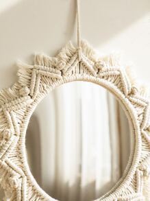 1 tấm gương treo tường Macrame, Gương Boho, Gương trang trí, Gương Boho để trang trí tường, Gương treo tường, Gương tròn, Gương lớn, Gương phòng tắm treo tường, Gương tròn để trang trí tường, Gương Acrylic trang trí thủ công tròn Boho Fringe cho căn hộ Phòng khách Phòng ngủ Phòng trẻ em Trang trí nhà cửa, Trang trí nhà cửa, Trang trí phòng, Trang trí tường - Màu be - Xem 5