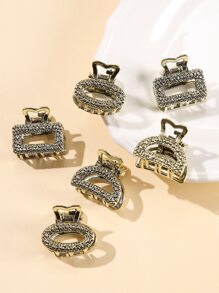 6入組/包女性日常使用小型金屬幾何髮卡夾 - 銅色 - 查看 1